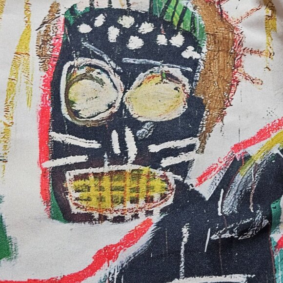 Jean-Michel Basquiat Licensed Art Print Short-Sleeve Button-Up Shirt For Adults - Picture 4 of 14